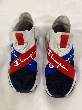 Champion Kids Slip-On Sneakers in Navy, White & Red